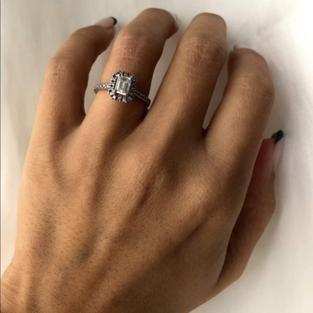 Emerald cut diamond engagement ring